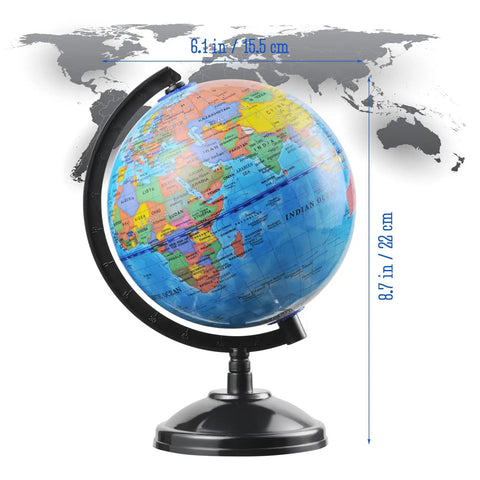Hands On 6 Inch World Globe For Kids With Stand Interactive 360 Degree Earth Globe For Classroom Or Home Safe Non Toxic Learning Toy