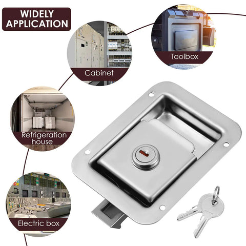 Heavy Duty Stainless Steel Paddle Lock With Key For RV Trailers And Doors Flush Mount Security Latch Built Tough Weather Resistant