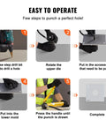 Step-by-step guide for using Heavy Duty Hydraulic Knockout Punch Kit 4 Piece Set for conduit holes.