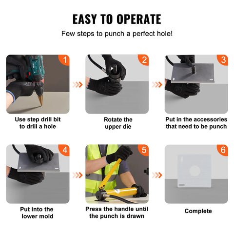 Step-by-step guide for using Heavy Duty Hydraulic Knockout Punch Kit 4 Piece Set for conduit holes.
