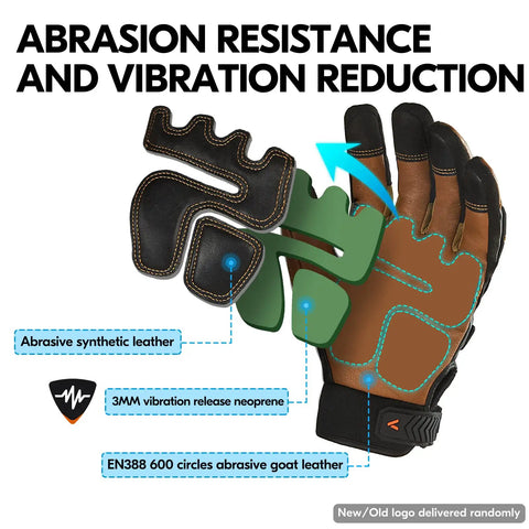 Winter Waterproof Heavy Duty Mechanic Glove With High Dexterity, Anti Vibration And Abrasion, 1 Pair Large Brown, cutaway view