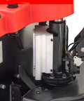 Close-up of Huge Hauler Rechargeable Electric Pallet Jack's motor and controls, showcasing the robust design for efficient handling.