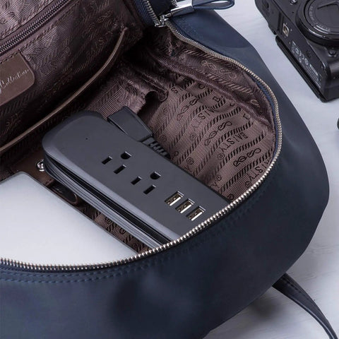 Two Pack USB Power Strip With 2 Outlets And 3 USB Ports, Go-To Travel Ready Desktop Charging Station in a bag