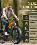 Man riding Electric Fat Tire Ebike for Adults with 45 MPH peak speed and removable battery in a park setting