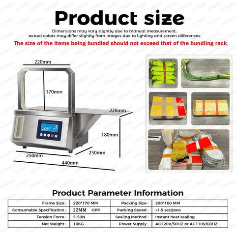 Fast Automatic Bundling Machine With 12mm Hot Melt Strapping Hands Free Like A Boss One And A Half Seconds Binding product size chart