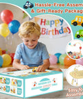 Sturdy Wooden Montessori Activity Table For Toddlers Ages 1 To 3, 9 In 1 Busy Toy with a boy playing with assembly box.