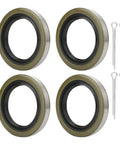 4 Pack Trailer Axle Hub Grease Seals 1.719 In ID X 2.565 In OD With 4 Cotter Pins For 3500 Lb Spindles 5 Lug EZ Lube Fits Dexter 171255TB