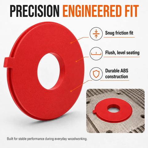 Half Inch Router Table Insert For Ryobi Bt Series Saw Featuring Dead On Friction Fit. Red ABS throat plate with precision fit for woodworking.