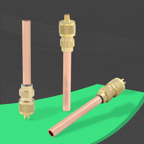 AUTOKAY 10-piece HVAC Schrader stem kit with copper tubes and brass fittings (3 stems visible)