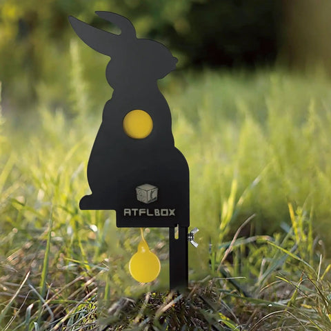 Auto Reset Metal Rabbit Target For Air Rifles Backyard Range Ready Silhouette Target with Durable Steel Construction in grass