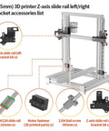 Level Up Your 3D Printer Setup With This Knockout Dual Z Axis Upgrade Kit Featuring Ball Screw Linear Rail Motion System For Rock Solid Stability And Ultra Smooth Extrusion showing Z-axis slide rail assembly with brackets and parts.