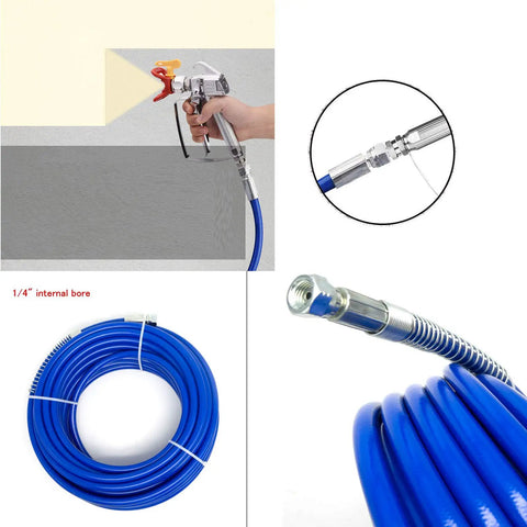 Blue Airless Paint Spray Hose With Flexible Fiber Tube 65 Ft Long For Paint Sprayers Lightweight And Durable in use
