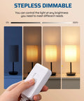 Hand adjusting Plug In Lamp Dimmer Switch For Dimmable LED CFL And Incandescent Bulbs showing stepless dimming range.