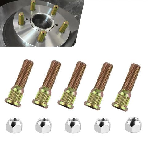 Hot Rodding Complete Wheel Studs Kit For 5 Lug Cars featuring 1/2 In-20 Thread, Fits Trailer Hubs With Heavy Duty Lug Nuts And Bolts For Ultimate Grip. 5 studs and nuts