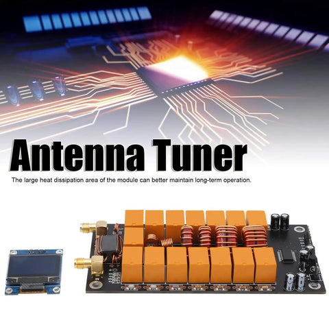 Antenna Tuner Board With Screen ATU 100 Kit, efficient heat dissipation, 1.6mm double-sided PCB, compact design.