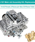 Holley Main Jet Assortment Kit 72 Brass Carburetor Jets Size 64 To 99 with carburetor and brass jets, model 2010 2300 4010 series.