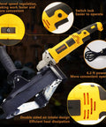 Pro Grade Heavy Hitter Pipe Tube Polisher Sander With 1280W Motor And Six Adjustable Speeds for metal grinding with speed control and switch lock.