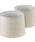Natural Linen Lamp Shades Set Of 2 For Table, Floor, And Bedside Lamps, Fabric Drum Style, 11.6 Top X 12.6 Bottom X 9.8 Tall