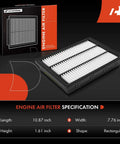 Engine Air Filter For Hyundai Tucson And Kia Sportage with box, dimensions 10.87 x 7.76 x 1.61 in, rectangular shape.