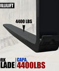 Built Like A Tank Job Site Ready Straight Up Heavy Duty Workhorse Sixty Inch Forged Pallet Fork Blades 4400 Lb Capacity ITA Class II Hook Style Replacement Forks For Forklifts Skid Steers And Tractor Loaders Pair - close-up of a 4400 lb capacity fork blade.