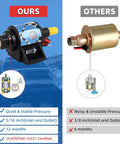 Comparison of two fuel pumps: Micro Electric Gasoline Fuel Pump Five Sixteenth Inch Inlet And Outlet vs. other brand.