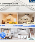 Illustration of a house showcasing 42 Inch Black Ceiling Fan With Light Kit Remote Control Reversible Blades 3CCT Dimmable Lights
