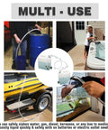 No Hassle Six Foot Fuel Siphon Hose With One Half Inch Brass Shaker Valve And Clear High Grade Pvc Tubing showcased in multiple uses.