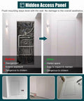 Before and after images of Straight Up Reliable Concealed Access Door For Drywall And Metal 16 By 44 Inch plumbing cover panel.