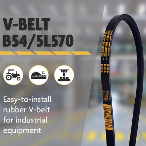 Beefy Heavy Duty Wrapped V Belt Five Eighth Inch By 57 Inch Outside Circumference Rubber Drive Belt With Polyester Cords