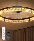 24 Inch Low Profile Ceiling Fan With Dimmable Led Light And Remote, modern design with remote and cozy lighting, perfect for compact spaces.