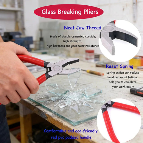 Pro Grade Glass Cutting Tool Set Kit With Nipper, Running Plier, Breaking Plier, Oil Feed Cutter, Replacement Blades, Oil Dro