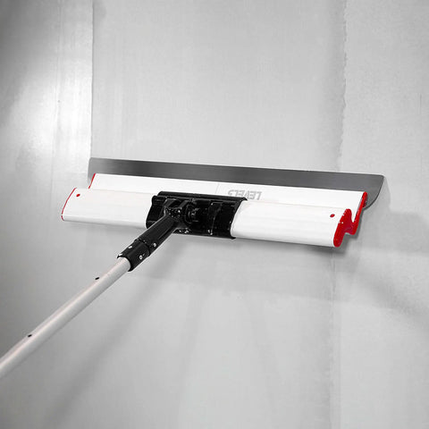 24 Inch Composite Skimming Blade For Drywall Mud And Plaster Finish, Pro Grade Replaceable 0.3mm German Stainless Steel Blade Insert in use