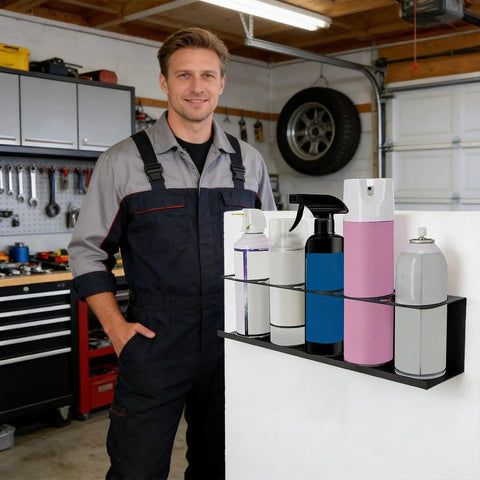 Spray Bottle Holder And Carbon Steel Storage Rack For Caulk Tubes Tough As Nails Heavy Duty Organizer in garage setting
