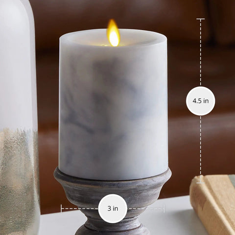 Cozy Marble LED Candle With Realistic Moving Flame Battery Operated And Unscented Remote Ready Not Included Safe Home Decor Glow