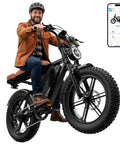 Man riding Beast 1500W Peak Electric Bike For Adults With Fat Tire 20 Inch Wheels 70 Mile Range Removable 48V 15Ah Battery