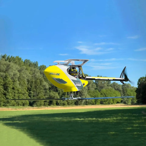 Ready To Fly Pro Grade RC Helicopter With Dual Brushless Motors Direct Drive 6CH flying in an outdoor field