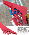 Heavy Duty Ball Valve Lockout Device For Industrial Piping Safety And Padlock Mount Suitable For Dn8 To Dn50 Pipes on a metal pipe with padlock.