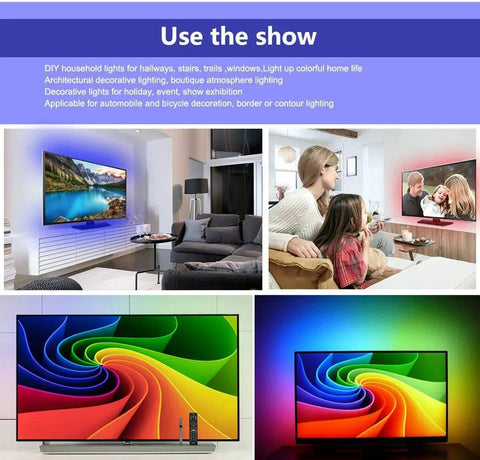 Led Strip Lights 2 Pack 6.56Ft USB Backlight Kit For 40-60 Inch TVs With Remote, 16 Color 5050 LEDs, Bias Lighting For HDTV, Dimmable Mood Lighting, Energy Saving, 2m Cable, Easy DIY Install