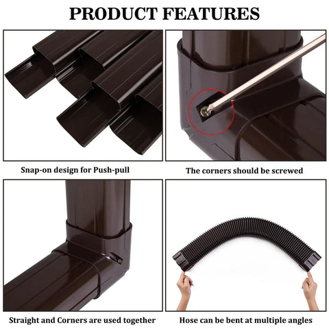 16.5 Foot Paintable PVC Mini Split Line Set Cover Kit For Outdoor AC Units And Heat Pumps, adjustable, multiple angles shown
