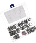 390 Count Serrated Tooth Lock Washers Set M3 To M10 Stainless Steel with compartments exposed in plastic case