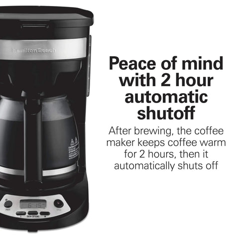 12 Cup Programmable Drip Coffee Maker With Auto Pause And Pour Glass Carafe Regular And Bold Brew Options Black With Stainless Accents close-up
