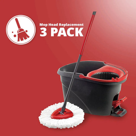 Replacement Mop Heads 3 Pack For EasyWring 1 Tank System, premium microfiber refill on mop and bucket