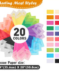 200 Sheets Tissue Paper In 20 Colors 14 By 20 Inches For Gift Bags Birthday Party Flower Decor Bulk Pack Packaging Supplies