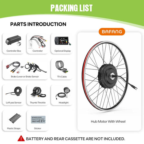 G0900 48V 750W Rear Hub Ebike Conversion Kit For 27.5 Inch Mountain Bikes With SW2M58 Display And PAS Sensor, Fits 135-142mm Dropouts, V-Brake Or Disc Compatible, Brushless Geared Motor, Programmable Controller For Smooth Power