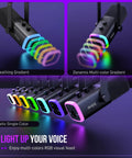 USB And XLR Dynamic Microphone For Podcast Recording And Streaming On PC And Gaming With Mute Button Headphones Jack Desktop Stand RGB