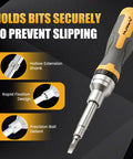 Professional 16 In 1 Ratcheting Multi Bit Screwdriver Set With Premium Hardened S2 Steel Bits And Nickel Coated Rust Proof Finish with hollow extension shank.