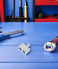 2 Pcs Premium Sonic Badass Car Audio Wire Reducer Dual Amp Input Adapter on a workbench with tools.