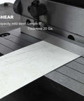 Close-up of 8 Inch 3 In 1 Metal Brake Shear Roll Machine for 20 Gauge Steel with burr-free cutting plate in shear section