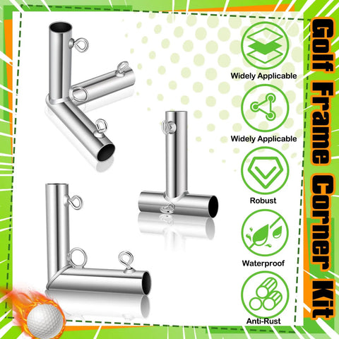 10 Piece Three Quarter Inch Golf Frame Corner Kit With Threaded Eye Bolts For EMT Conduit DIY Canopy Frames Silver components