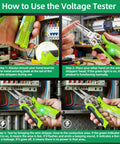 How to Use the Voltage Tester guide for 8-In-1 Wire Stripper And Crimping Pliers With Voltage Tester And Dual Alarms, Needle Nose Electrical Pliers For Cutting, Pulling, And Crimping Wires, A Handy Electrician Tool For DIY Pros.
